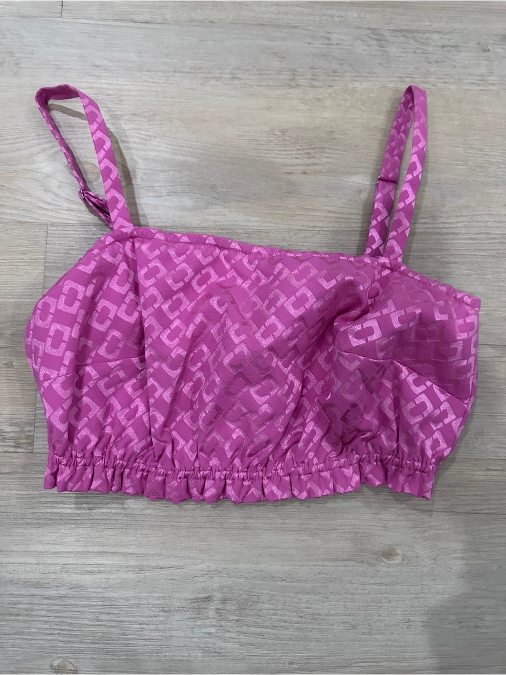 & Other Stories Pink Jacquard Logo Crop Top